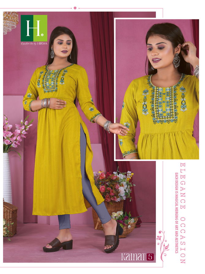 Hirwa Kainat Casual Naira Cut Designer Kurtis Catalog